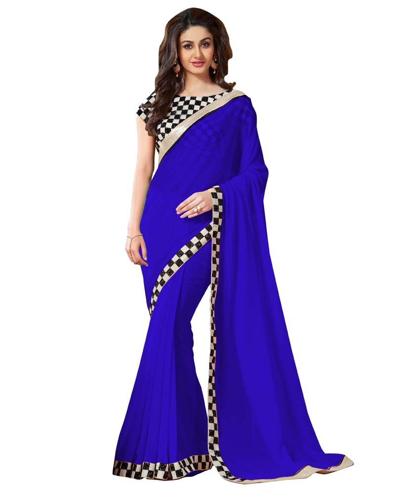     			AV Designer Blue Chiffon Saree