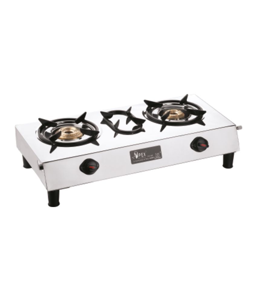 Two Stainless Steel Burner Gas Cooktop apex double burner jumbo stainless steel 2 burner manual gas stove