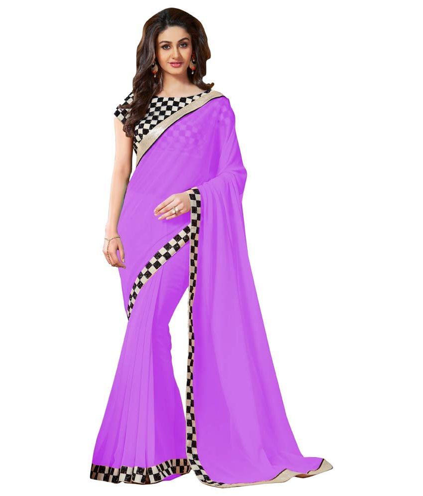purple chiffon saree