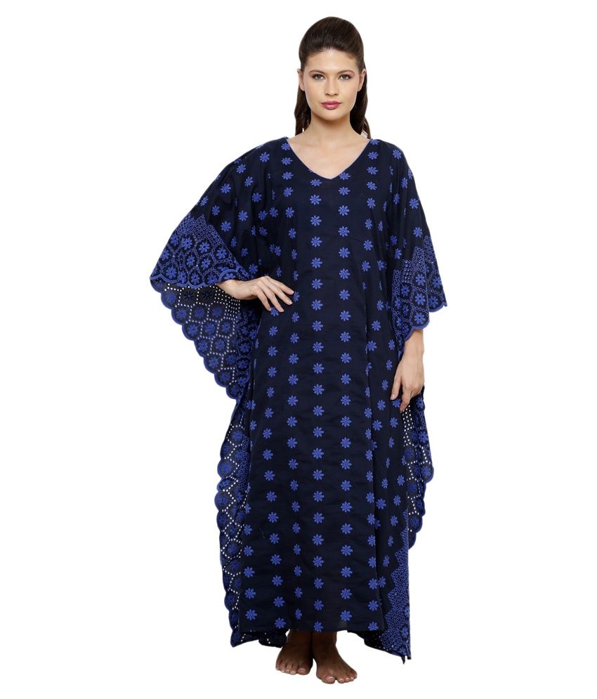 Buy The Kaftan Company Navy Cotton Nighty & Night Gowns Online at Best ...