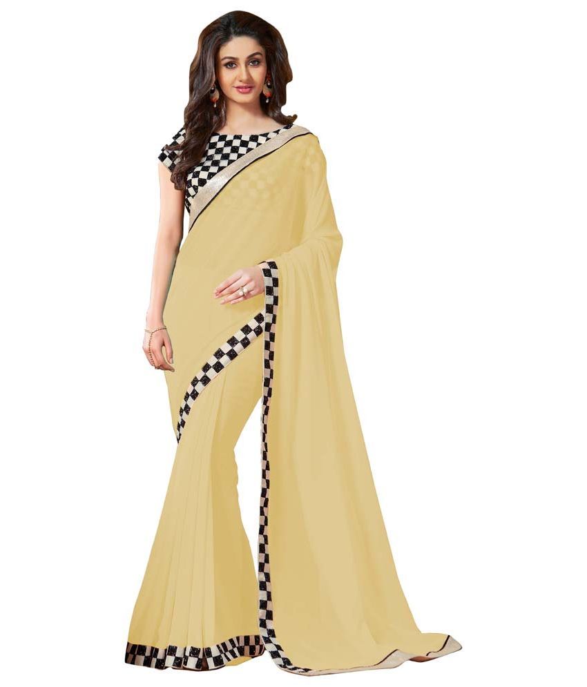     			av designer Beige Chiffon Saree