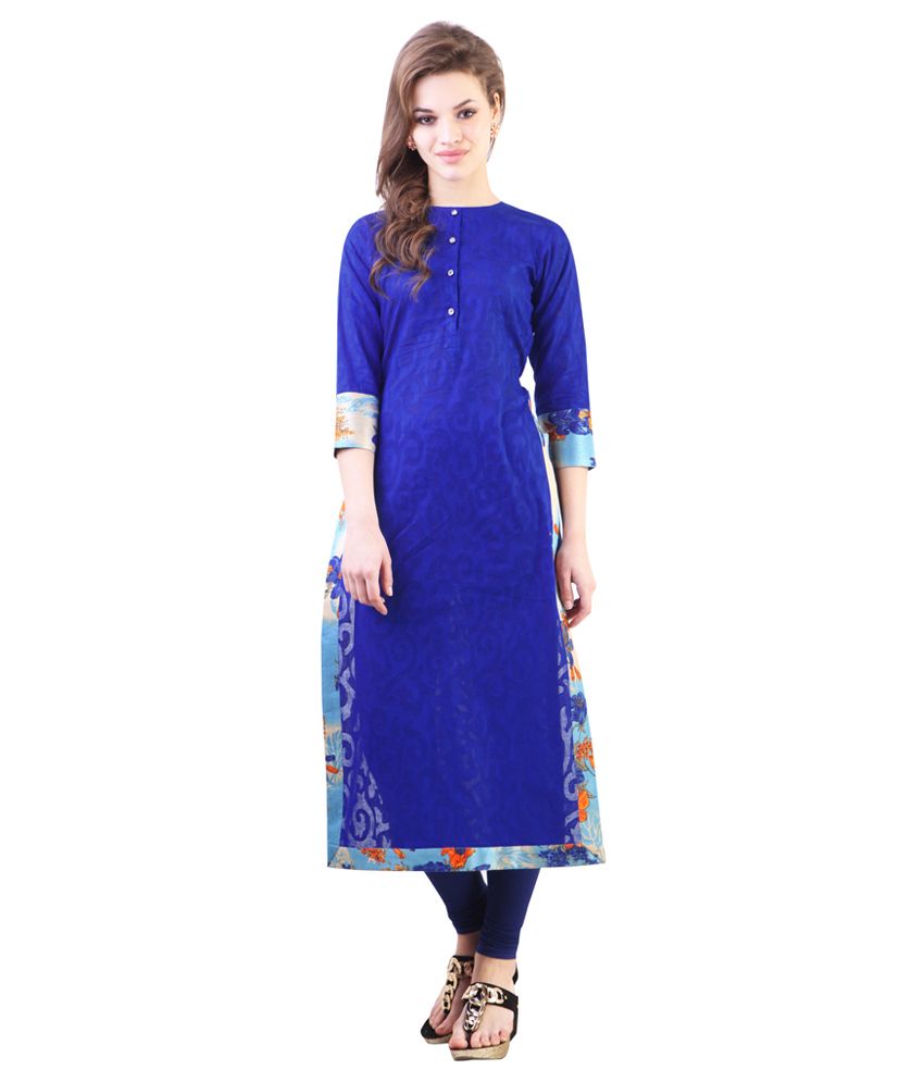 Libas Blue Cotton Kurti Buy Libas Blue Cotton Kurti Online at Best