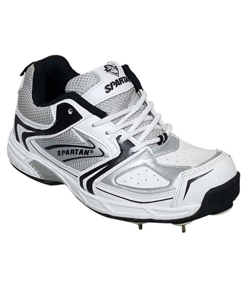 Spartan White Cricket Spikes Shoes 