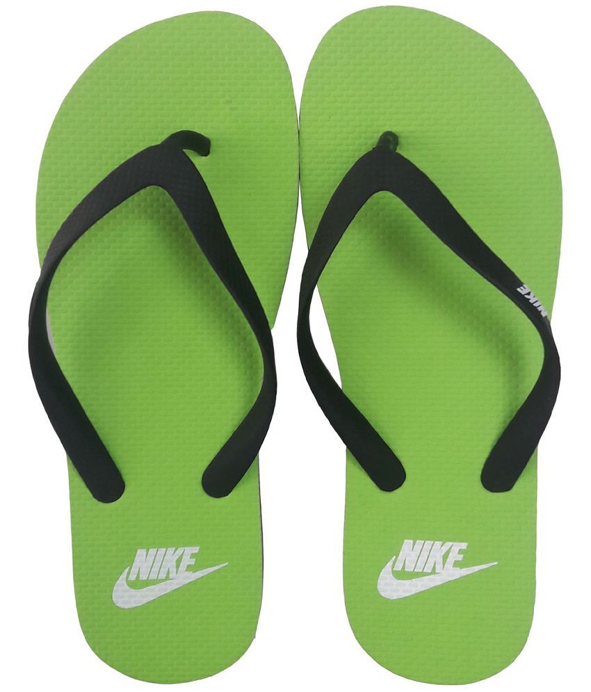 bright green flip flops