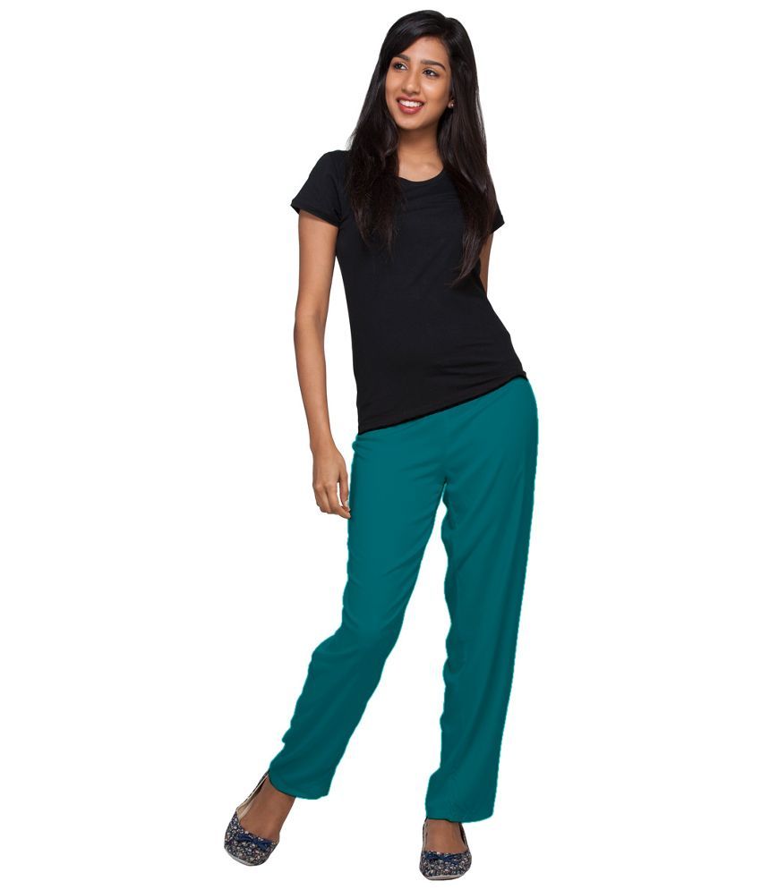 Go Colors Turquoise Viscose Trousers Buy Go Colors Turquoise Viscose
