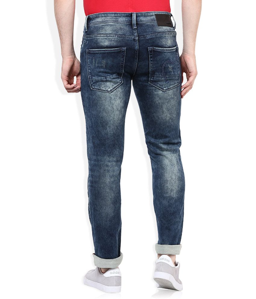 Being Human Blue Skinny Fit Faded Jeans 