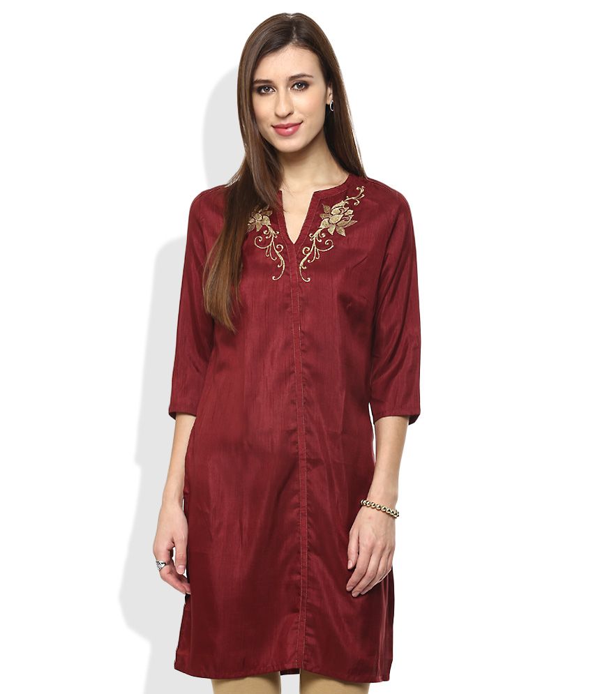 maroon silk kurti
