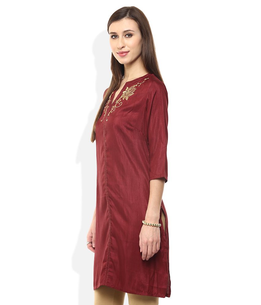 maroon silk kurti