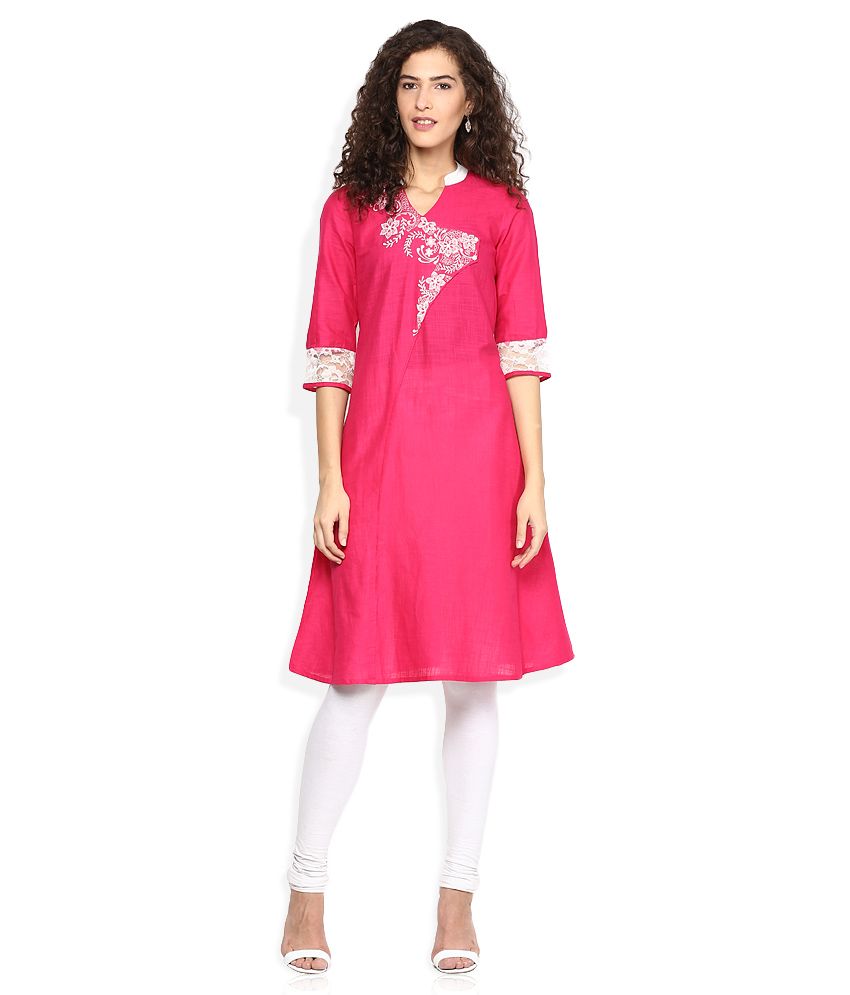 Aurelia Pink Cotton Kurti Buy Aurelia Pink Cotton Kurti Online at