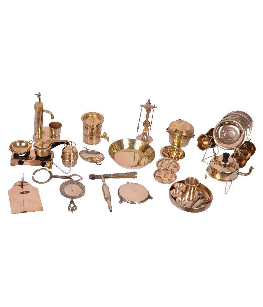 Desi Toys  42 pieces brass  kitchen  miniature pretend play 