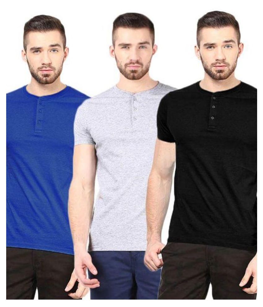     			Gallop Multi Henley T-Shirt Pack of 3