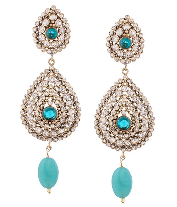 Sudharaj Brass Gold Plating Crystal Studded Blue Coloured ...
