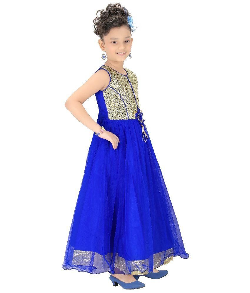 blue colour net gown