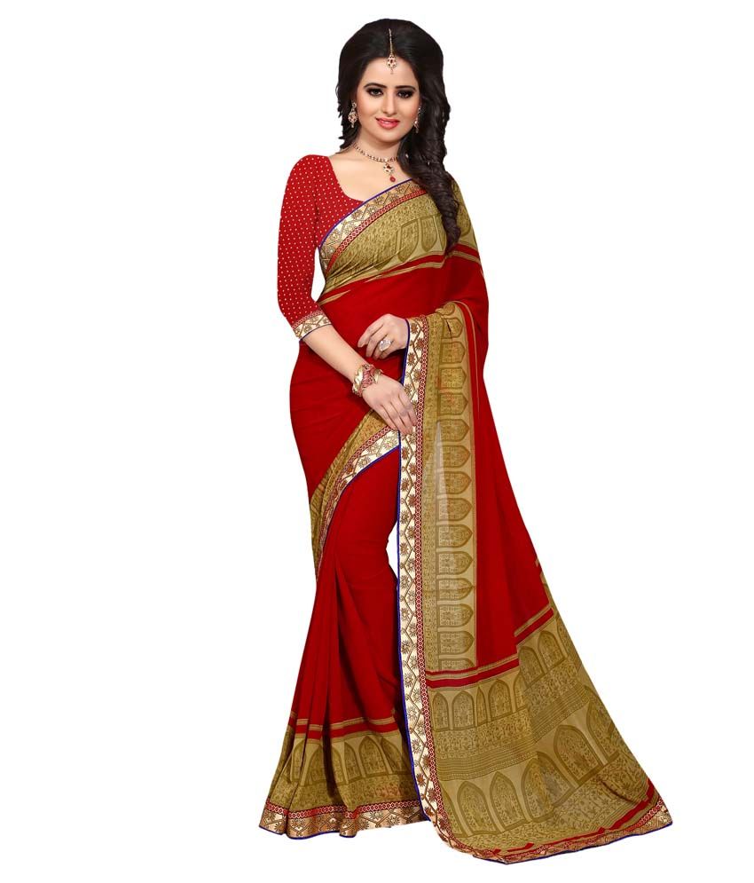 red chiffon sarees online