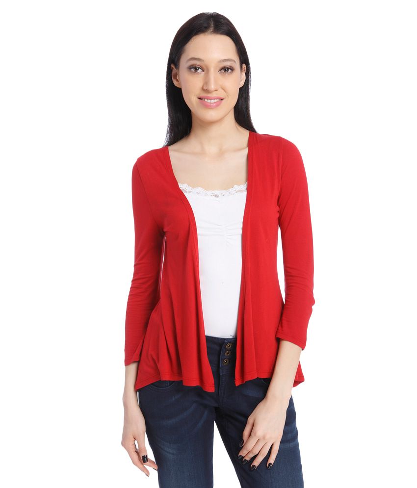 Buy ONLY Red 3|4th Sleeves Shrug Online at Best Prices in India - Snapdeal