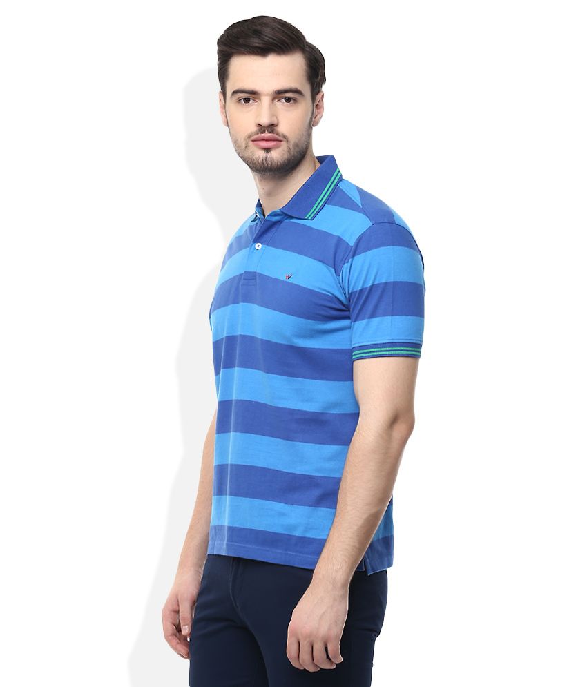 blue polo neck t shirt
