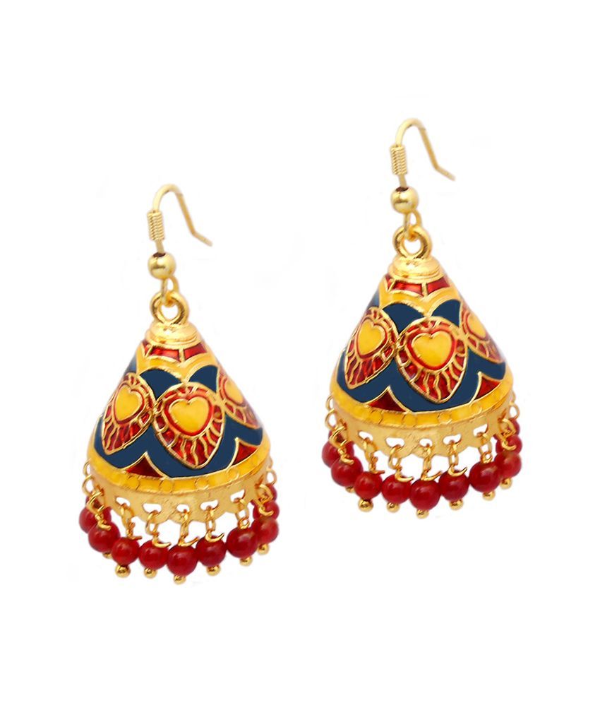 MK Jewellers Brass Gold Plating kundan/Meenakari Studded Multi Coloured