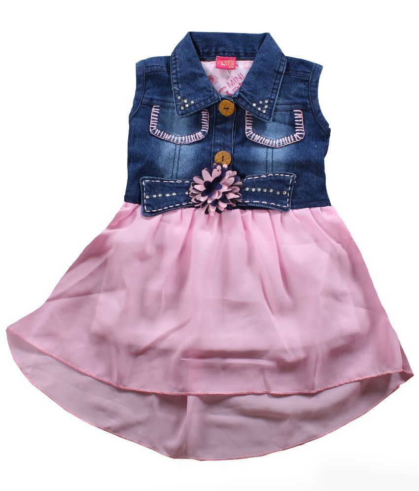 Mini Cats Blue & Pink Denim Dress - Buy Mini Cats Blue & Pink Denim ...