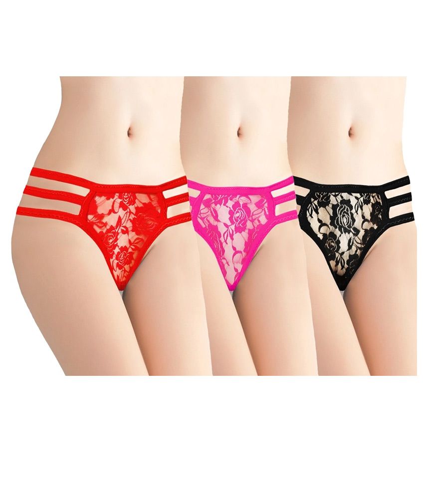     			Selfcare Pack of 3 Net/Mesh Women's Thongs ( Multi Color )