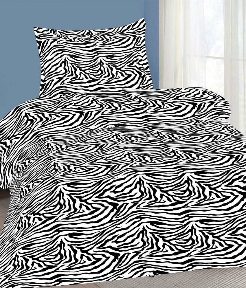     			Vintana Black Cotton Single Bedsheet With 1 Pillow Cover