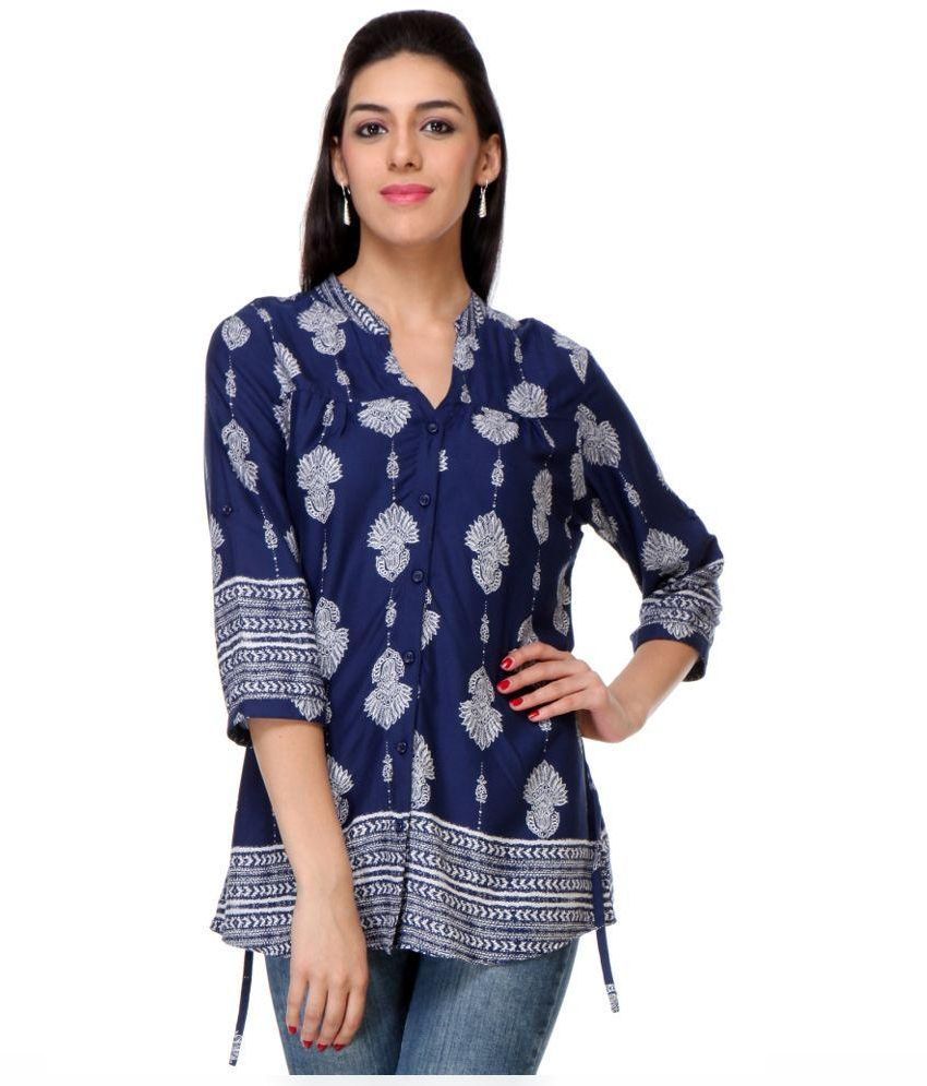 Deewa Blue Rayon Tunics - Buy Deewa Blue Rayon Tunics Online at Best ...