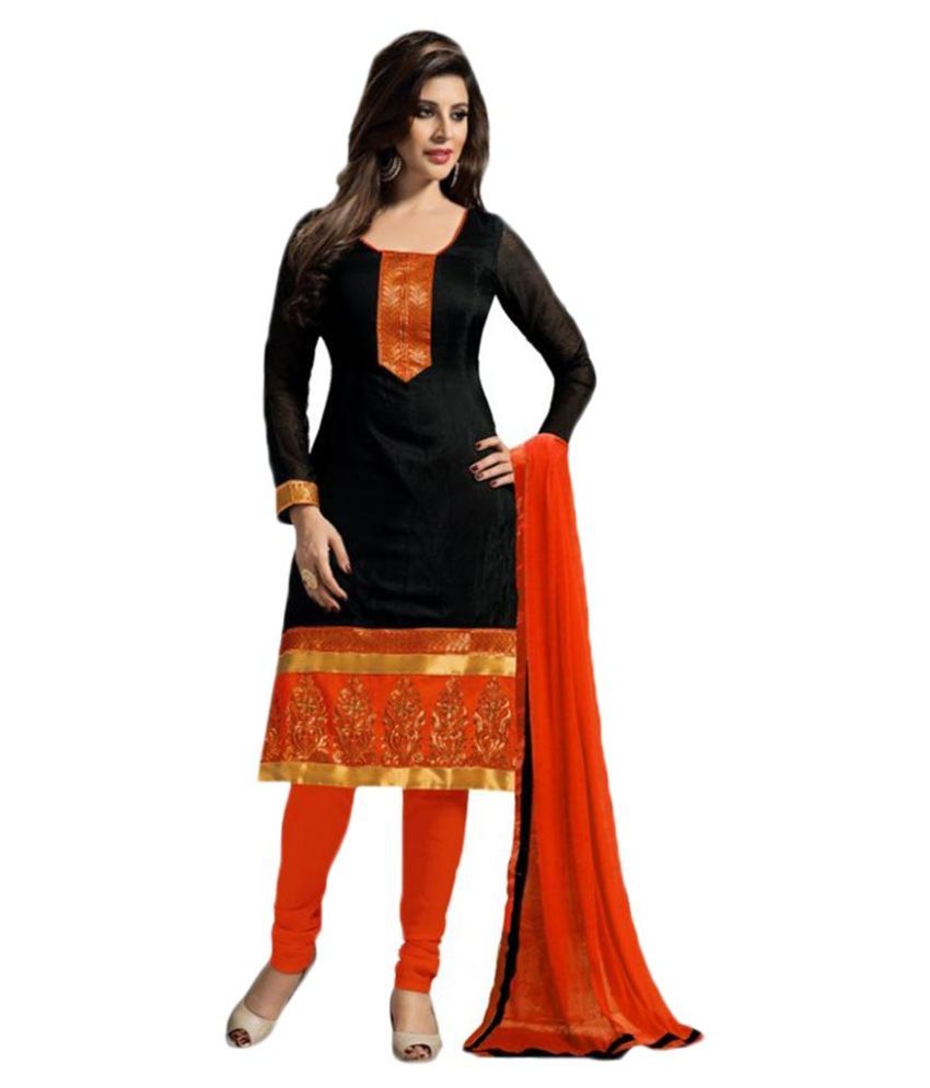 Lakhani Fashion Hub Orange and White Bhagalpuri Silk Straight