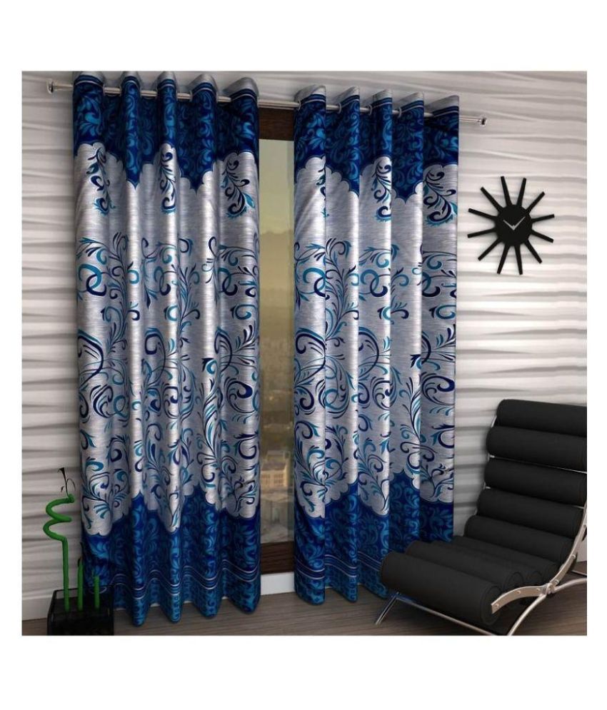     			Tanishka Fabs Transparent Curtain 7 ft ( Pack of 2 ) - Blue