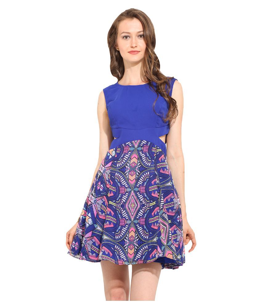 MSMB Blue Polyester Dresses - Buy MSMB Blue Polyester Dresses Online at ...