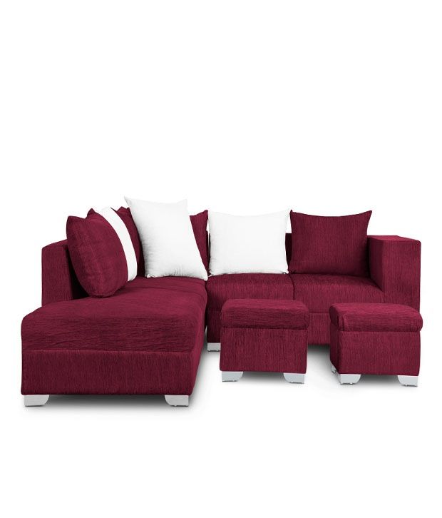 S K Furniture Fontaine Plum Sofa Set With Pouffe Buy S K Furniture