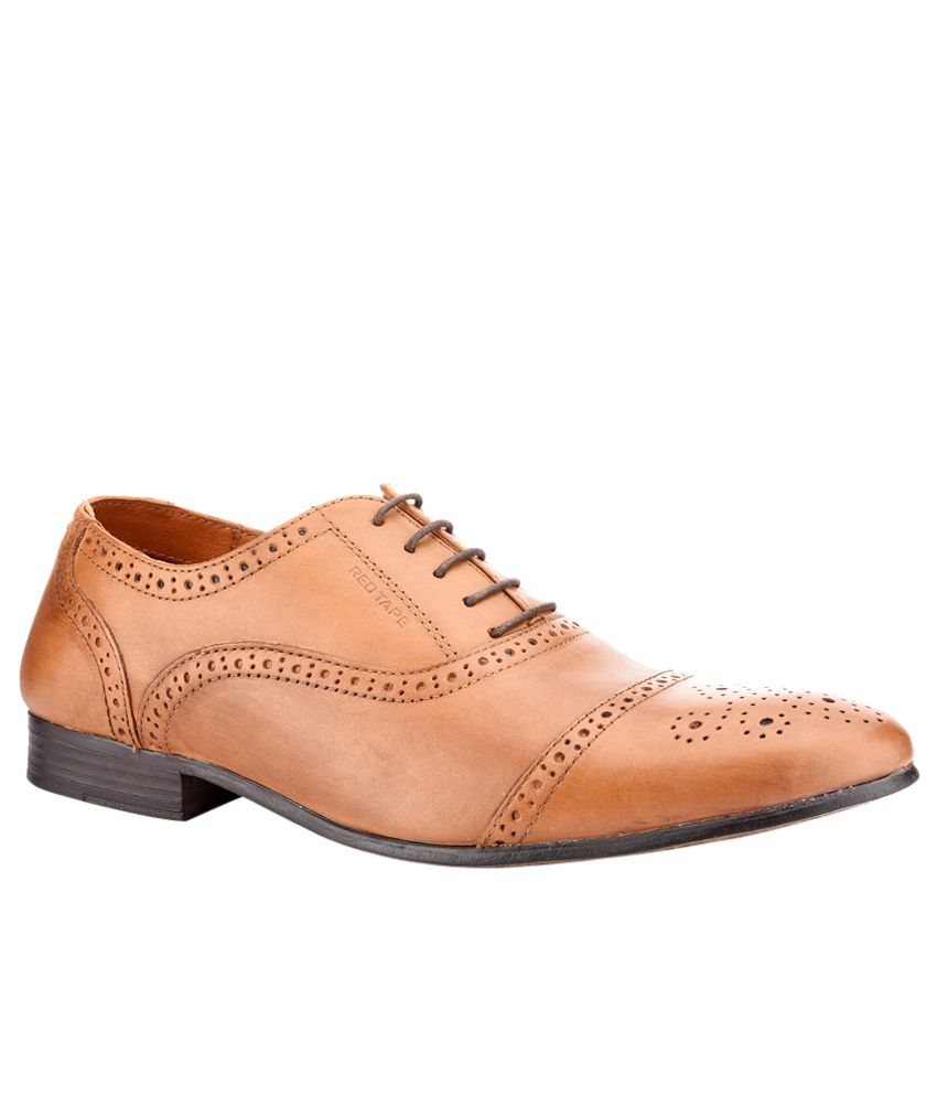 red tape tan shoes