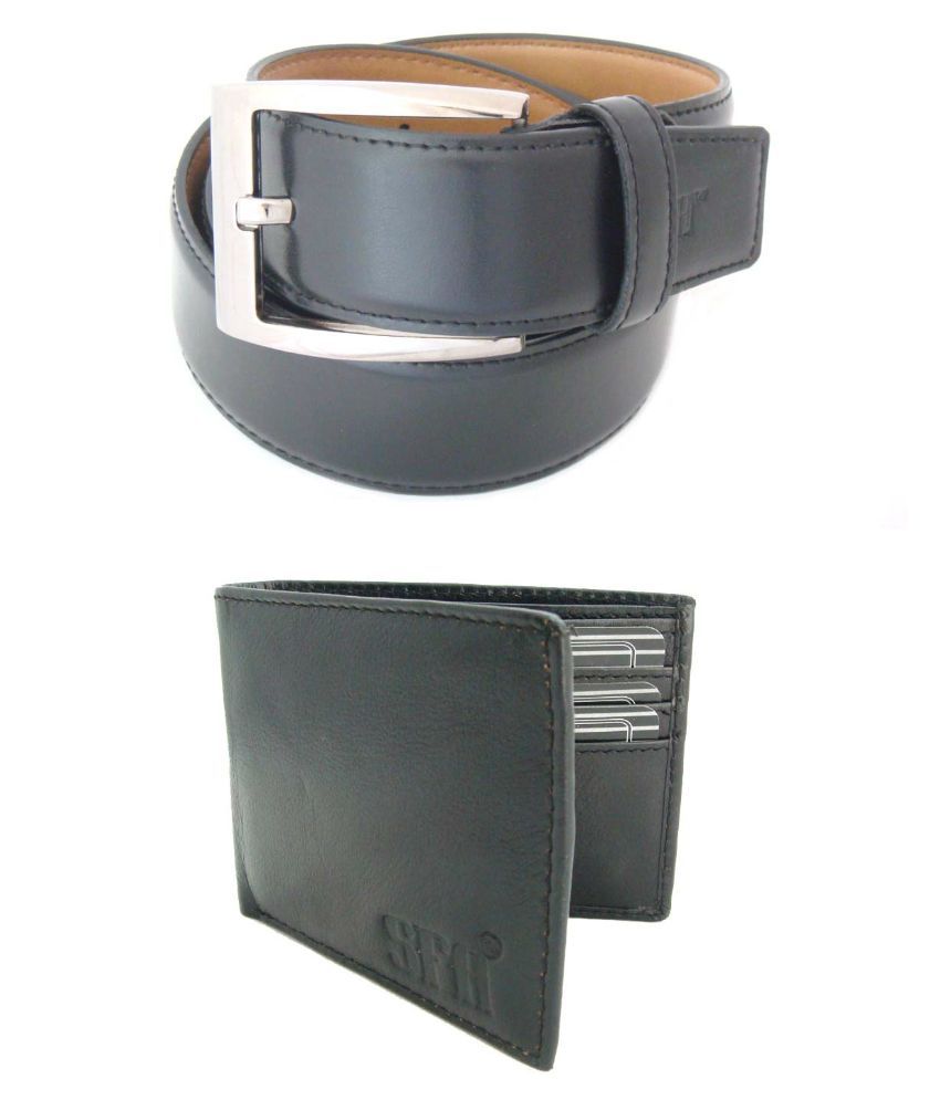 Sfa Black Pin Buckle Formal Belt For Men With Wallet Buy Online At Low