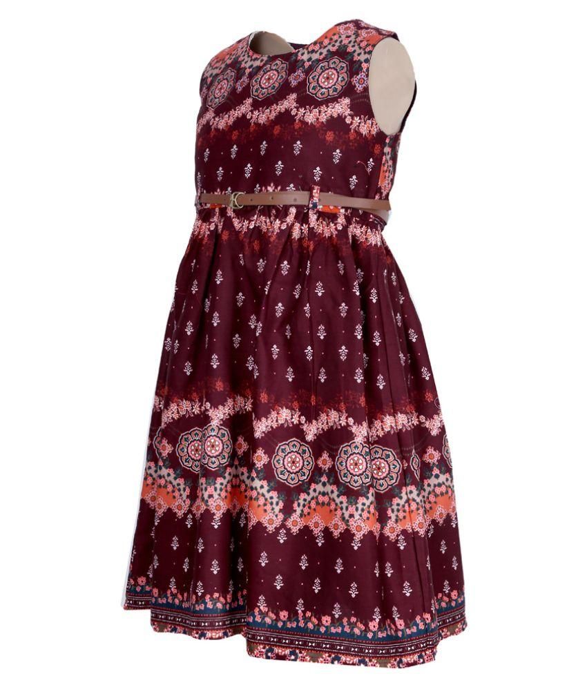 Bella Moda Maroon Cotton Dress For Girls Buy Bella Moda Maroon Cotton