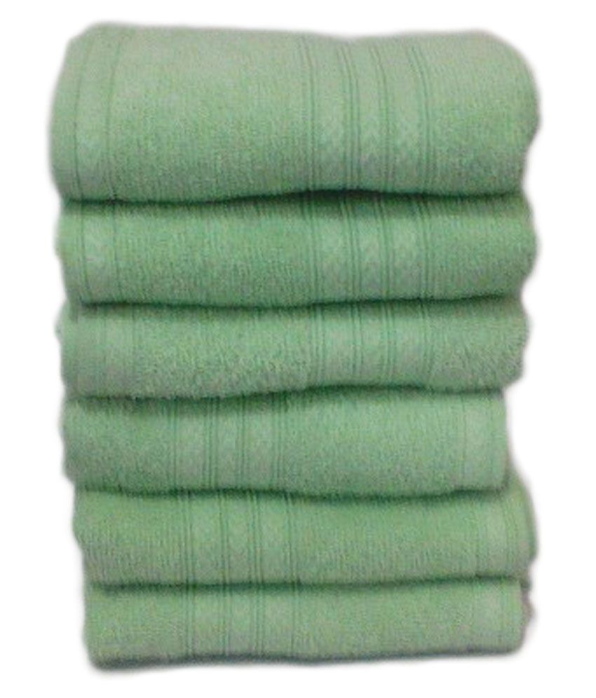 Bombay Dyeing Green Cotton Hand Towels (Set of 6) Buy Bombay Dyeing