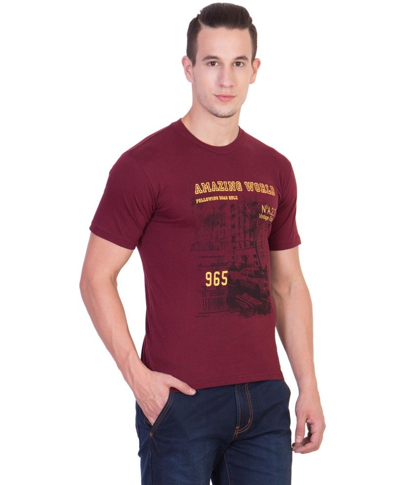 Xscape Maroon Round T Shirt - Buy Xscape Maroon Round T Shirt Online at ...