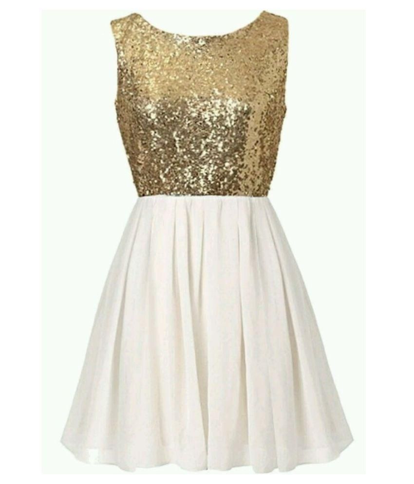 white n golden dress