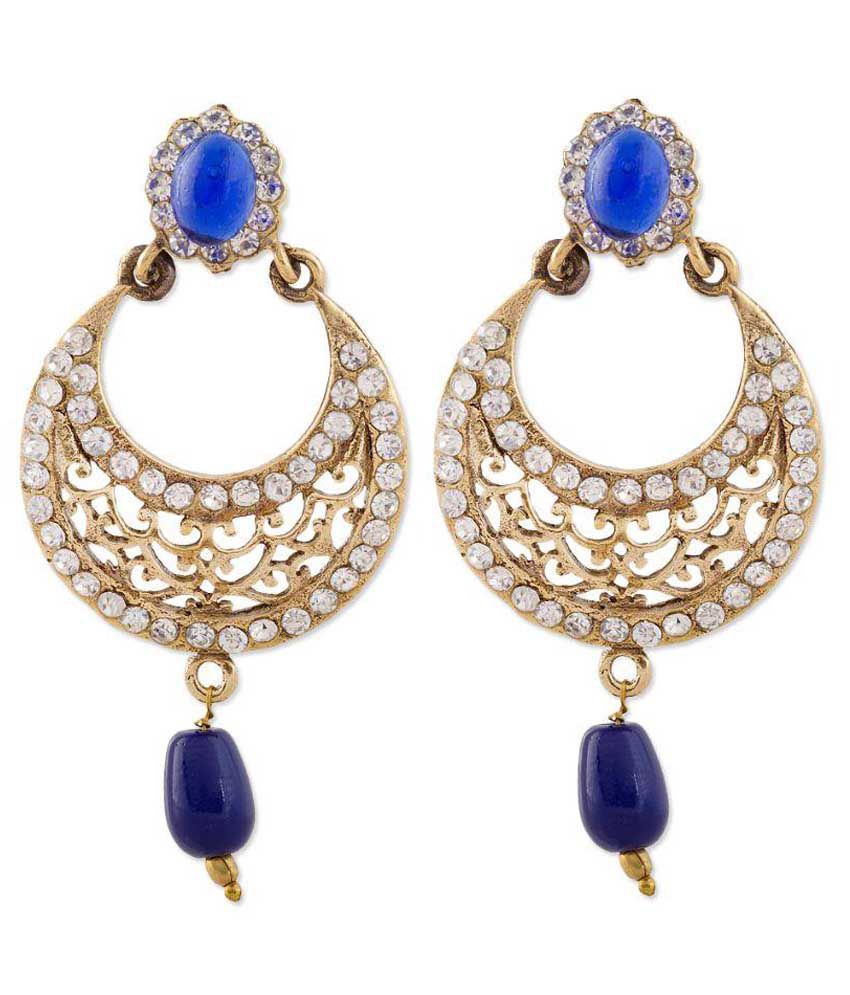 Buyclues Brass Oxidised Blue Coloured Earrings - Buy Buyclues Brass ...