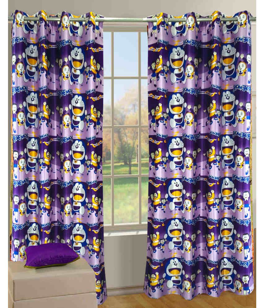     			Homefab India Purple Polyester Door Curtain - Set of 2