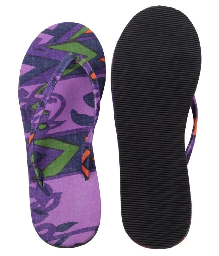 purple platform flip flops