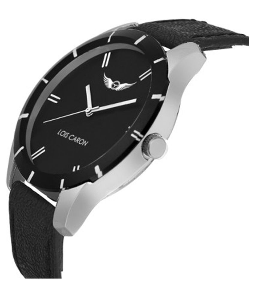 Lois Caron Black Leather Analog Watch for Women Price in India: Buy ...
