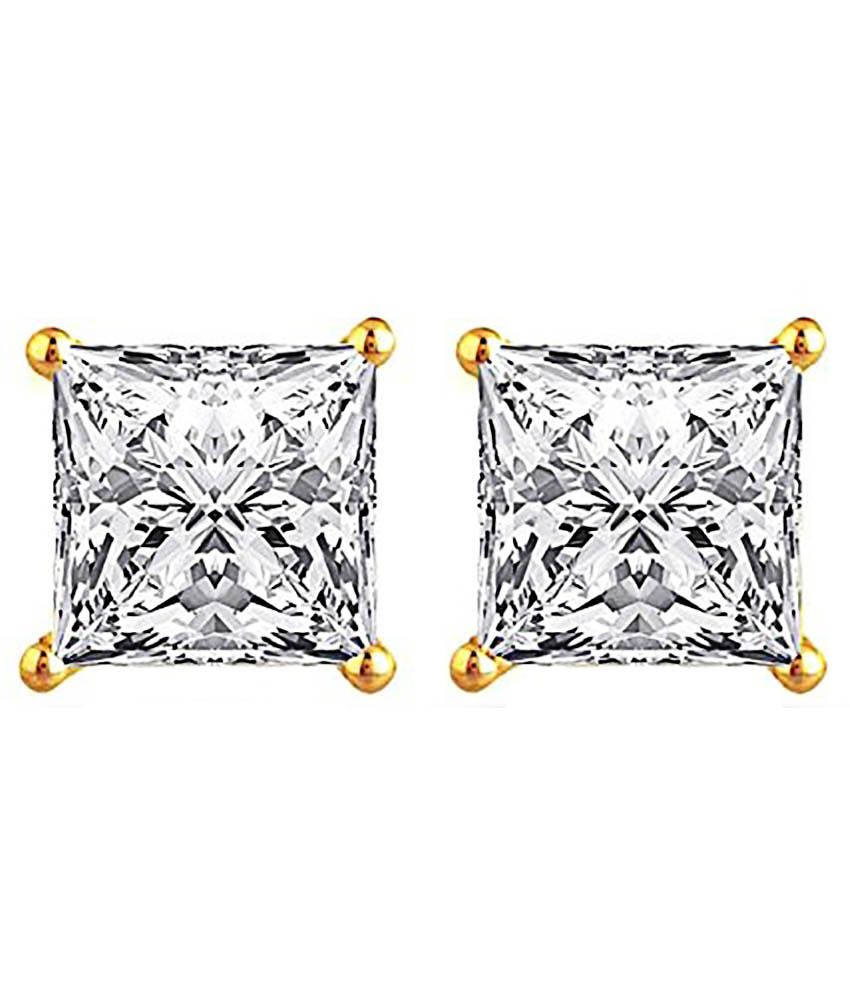     			Zeneme Alloy Gold Plating Cubiz Zirconia Studded White Coloured Earrings