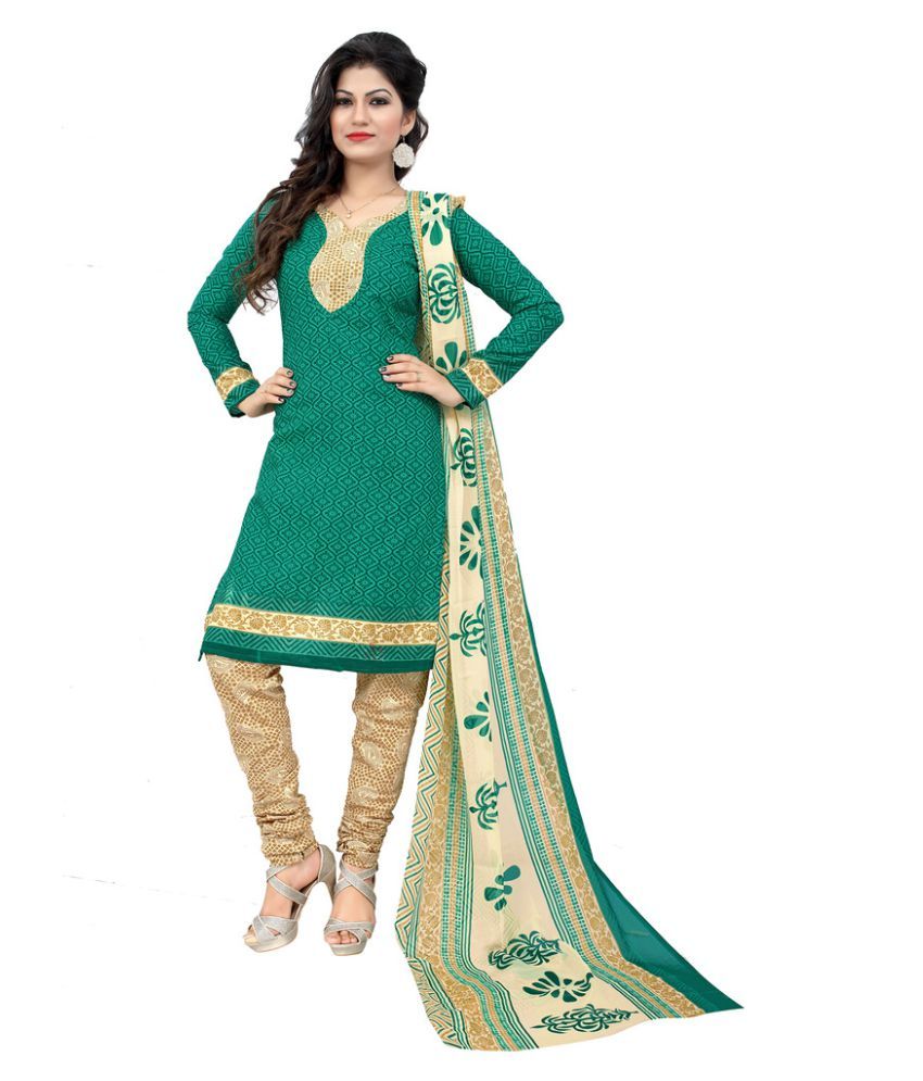 Viva N Diva Green Cotton Dress Material Buy Viva N Diva Green Cotton