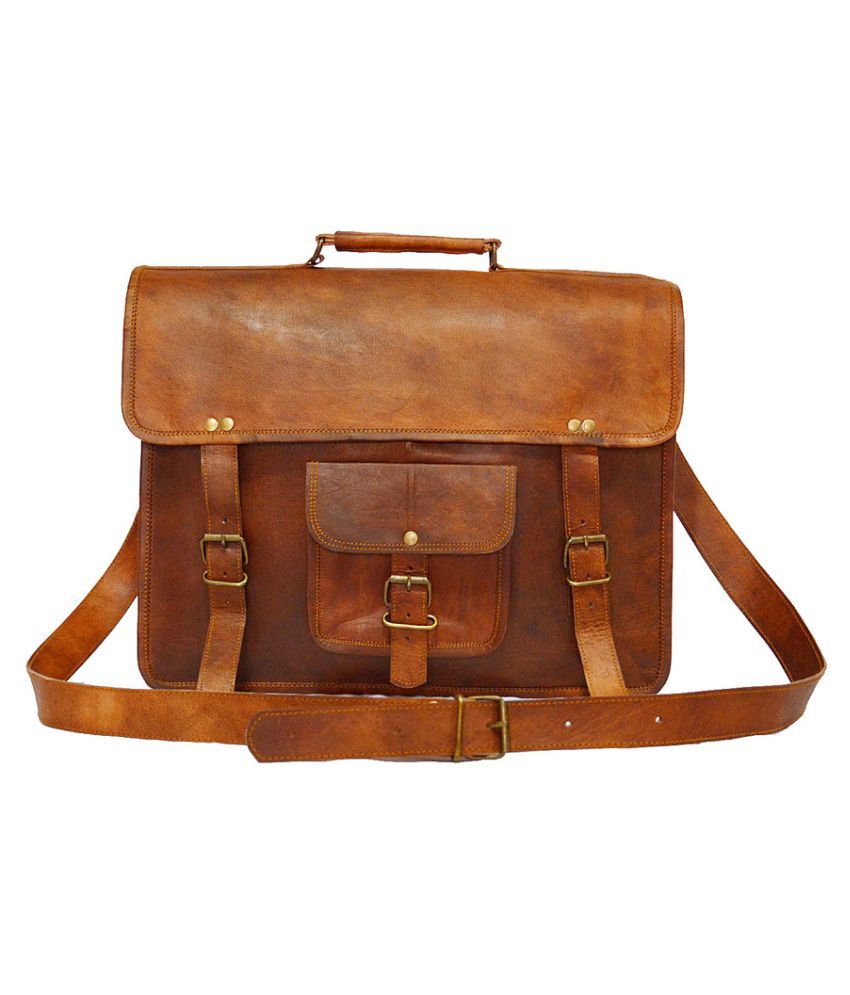 Shree Ganpati Plaza Brown Leather Office Bag - Buy Shree Ganpati Plaza ...