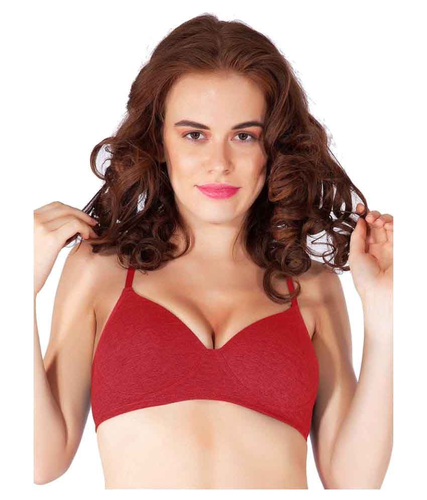 Liberti World Red Cotton Lycra T-Shirt/ Seamless Bra