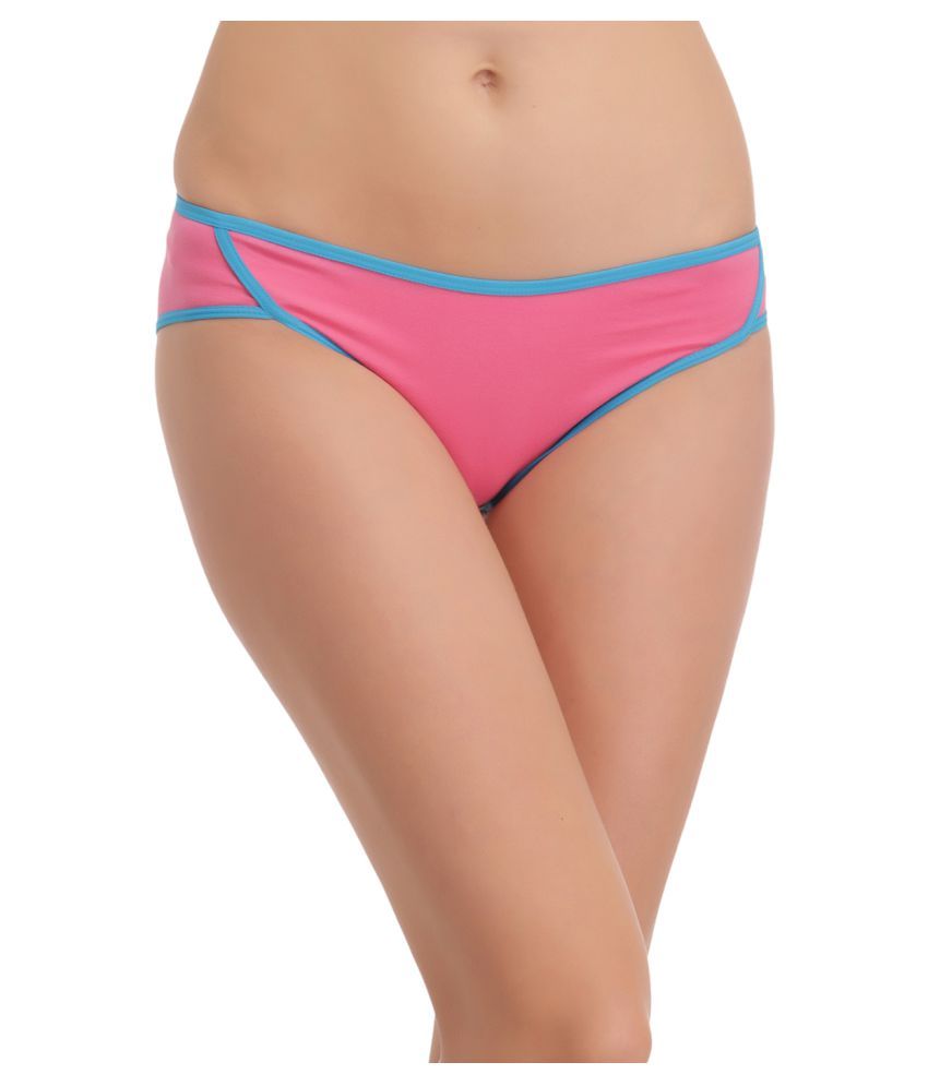     			Clovia Pink Cotton Lycra Bikini Panties