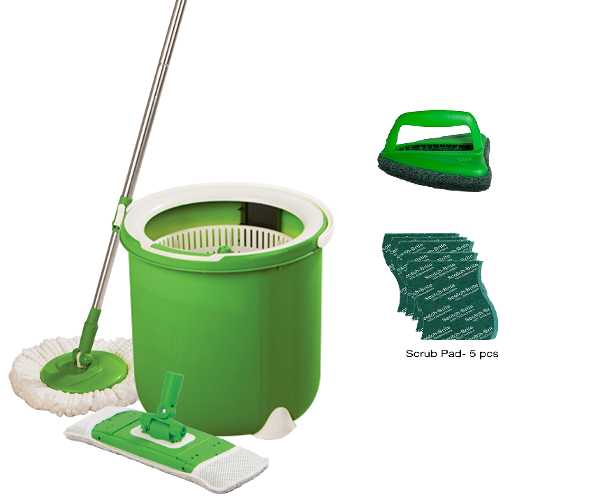 ScotchBrite Jumper Spin Mop with round and flat refills + Jet Scrubber