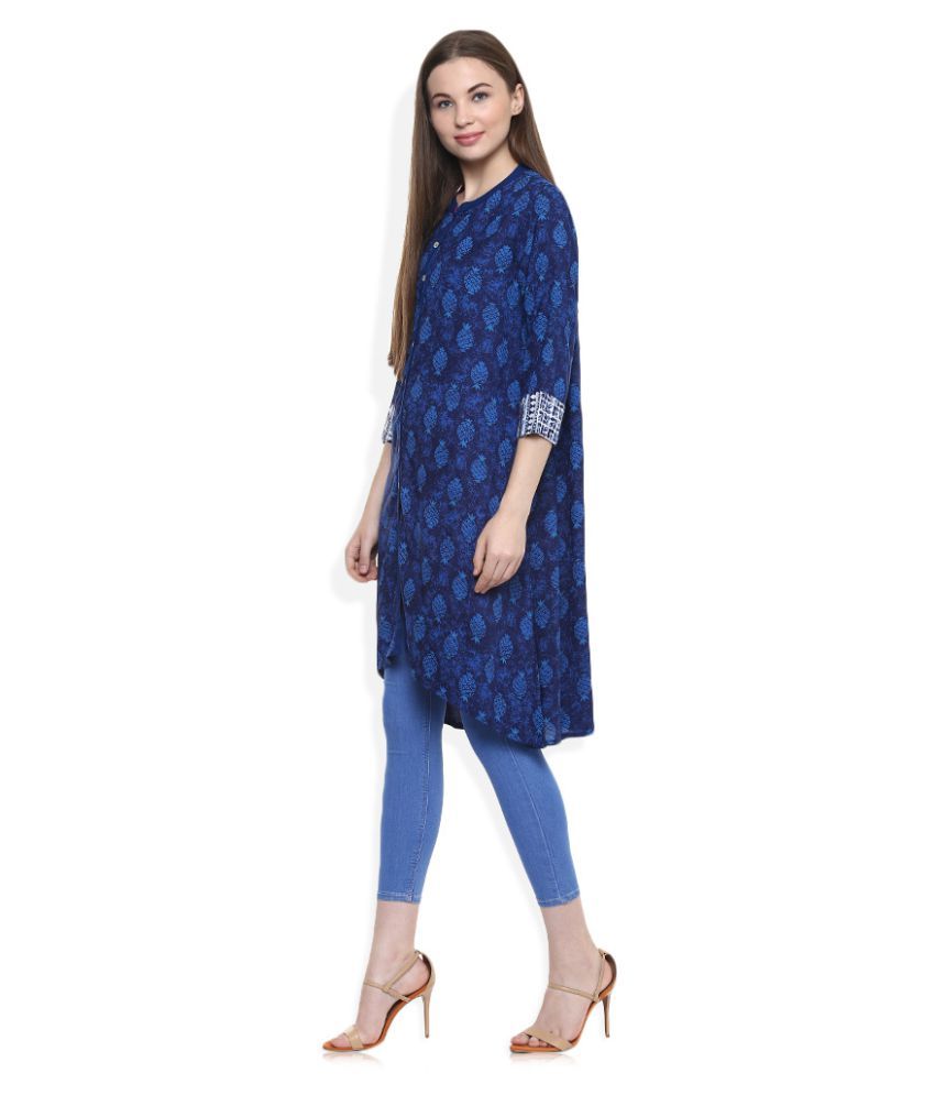 Akkriti by Pantaloons Blue Rayon Tunics Buy Akkriti by Pantaloons