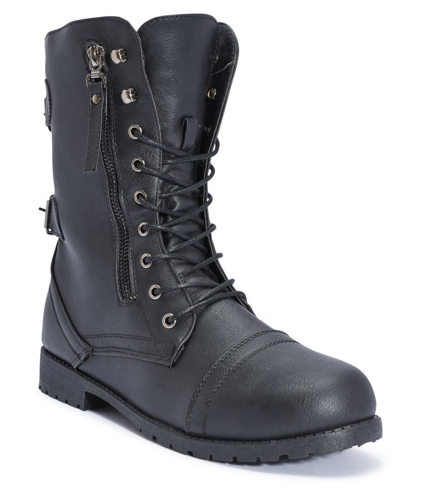 Truffle Collection Black Ankle Length Combat Boots Price in India- Buy ...