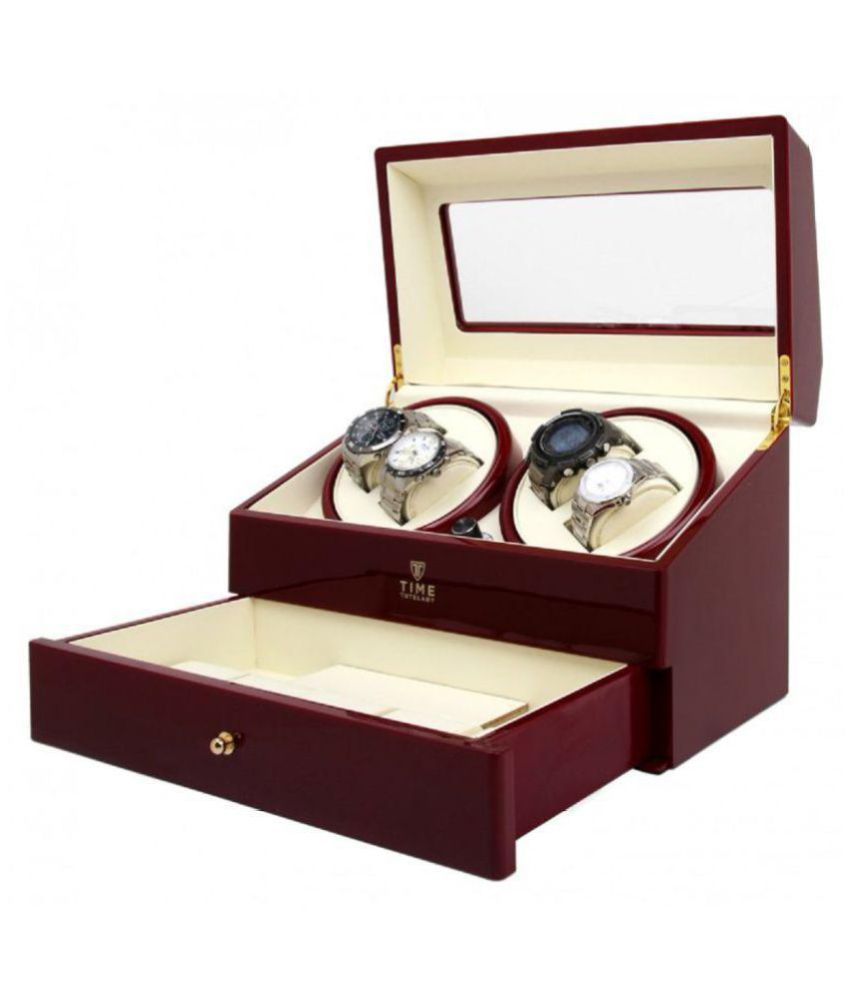Time Tutelary Glossy Red Quad Watch Winder With Storage Drawer - Buy ...