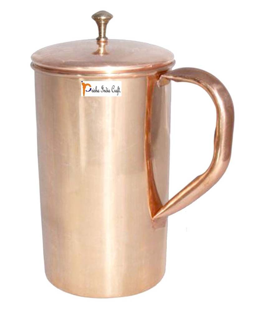 Prisha India Craft Copper Jug ( Handmade Jug 1800 ML / 60.86 oz ) with