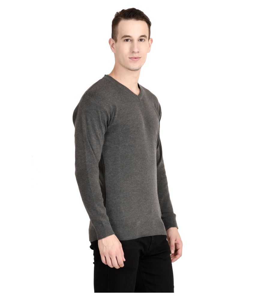 Neuvin Grey V Neck Sweater - Buy Neuvin Grey V Neck Sweater Online at ...